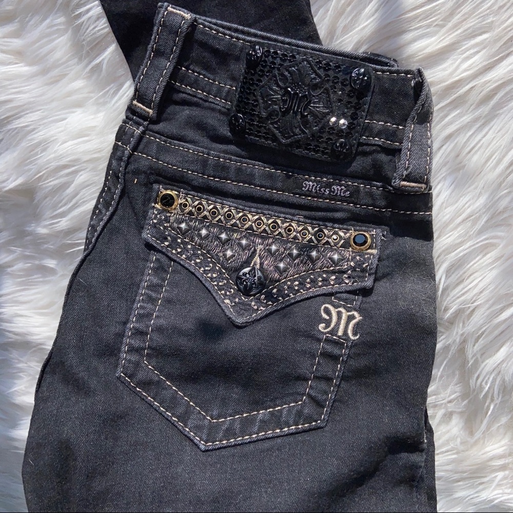 Miss Me Black Denim Jeans w Gold